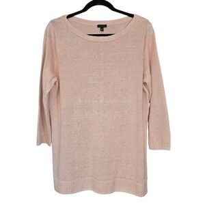Talbots 100% Linen Long Sleeve Pullover Sweater Pale Peach Color Size XL